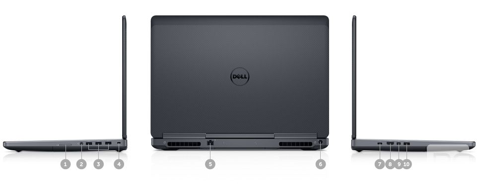 全新Dell Precision 15 7000系列(7510) - 端口和插槽